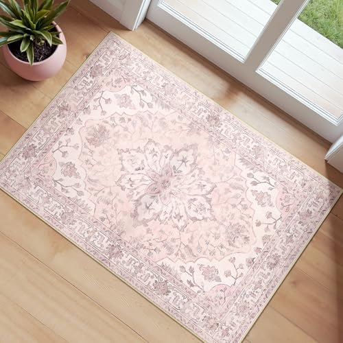 RELEANY Washable Area Rug, Small 2'x3', Pink by RELEANY