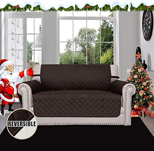 Easy-Going Reversible Couch Cover, 2 Cushion Sofa, Chocolate/Ivory - Image 2