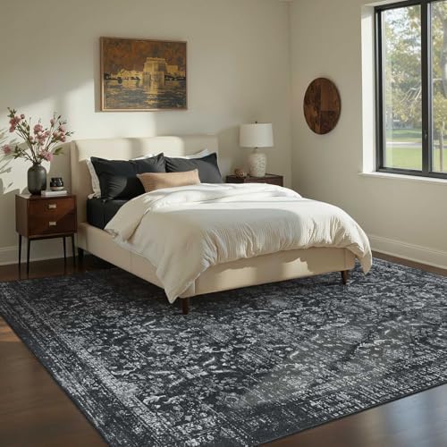 Rugxara Black Rug 6x9 Area Rugs Washable Rug for Living Room Dining Bedroom - Image 2