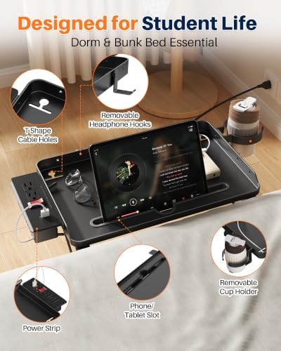 Foldable Bedside Shelf with Outlet for Dorm Bunk Bed & Top Bunk - Image 6