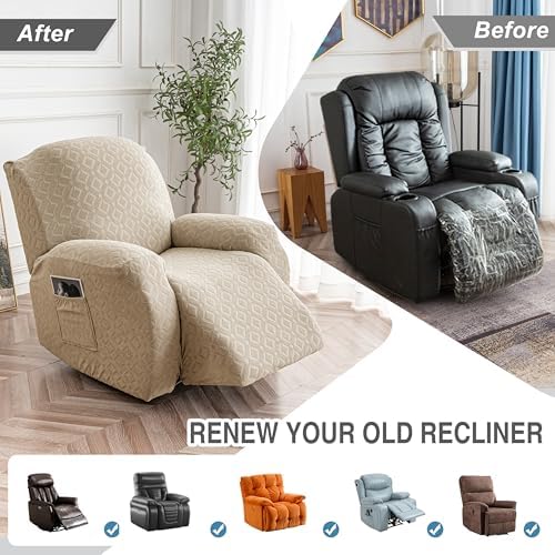 Genina Waterproof Recliner Chair Cover,XL-1 Seat Couch Cover,Khaki - Image 6