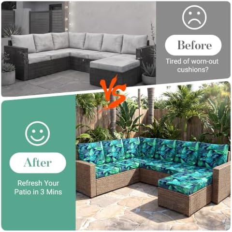 14Pcs Patio Cushion Covers Stretch Outdoor Furniture Protector Slipcovers - Image 5
