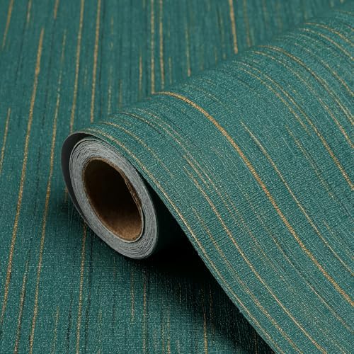 Teal Grasscloth Peel and Stick Wallpaper Texture Contact Paper 15.7" X 120" Self-Adhesive Faux Grasscloth Removable Wallpaper Cabinets Counter Top Liners by Biyoeepeelstickwallpaper