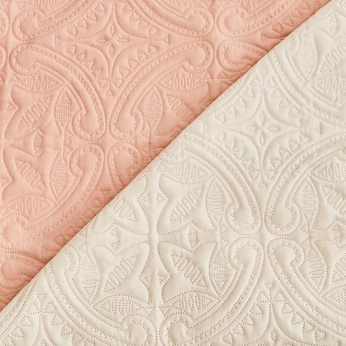 Great Bay Home Reversible Loveseat Cover - Washable Slipcover Furniture Protector with Elastic Straps - Perfect for Kids & Pets - Quilted & Stitched Detail (Dusty Rose/Taupe) - Image 5