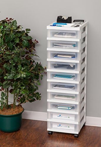 IRIS USA 10-Drawer Rolling Storage Cart, White/Clear - Image 2