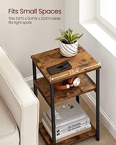 VASAGLE Side Table, Small End Table, Tall Nightstand, Steel Frame - Image 6
