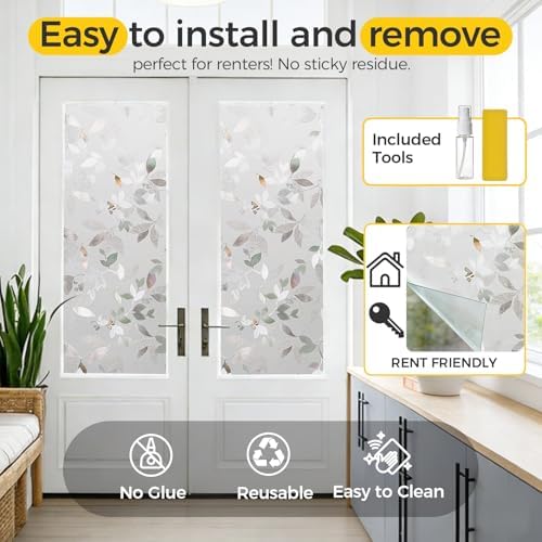 OHTMERU Window Privacy Film Decorative Non-Adhesive, Reusable, Anti-Glare - Image 5