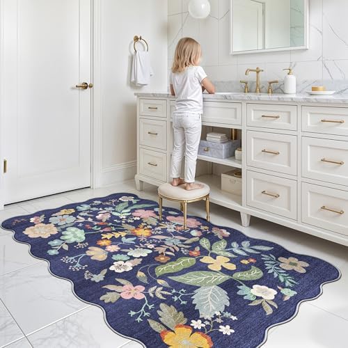 Washable 3x5 Entryway Area Rugs: Ultra Soft Low Pile Carpet for Kitchen Nursery Indoor Light-Weight Doormat Anti-Slip Thin Water-Resistant Rug for Living Room Bedroom Small Floor Mat(3x5,Purple) - Image 4