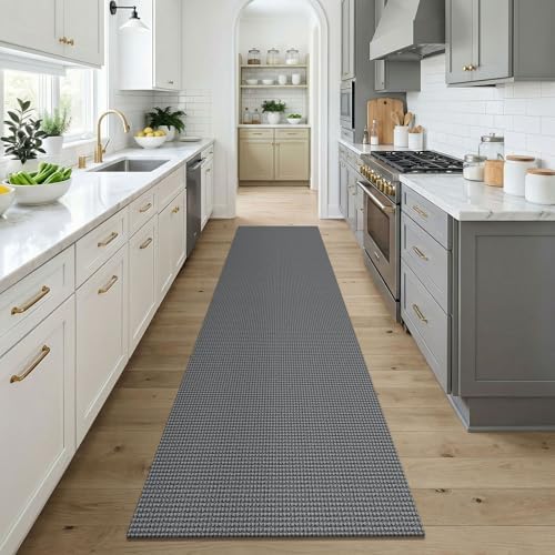 KOZYFLY Cotton Runners for Hallway 3x9, Wide Washable Runner Rug, Woven Non Slip Kitchen Runner, Braided Entryway Rug, Floor Carpet for Foyer, Bedroom, Hall, Grey/Dark Grey - Image 2