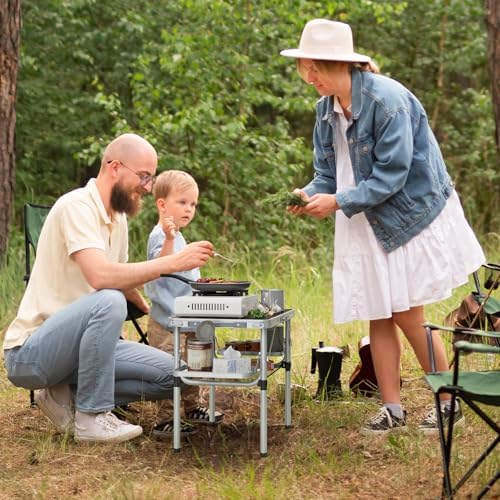Titanker Folding Camping Table Small 2ft, Small Camp Table Portable with Side Racks & Storage Net, Folding Picnic Beach Table Portable, Car Camping Essentials, Aluminum Light Solid, Silver - Image 4