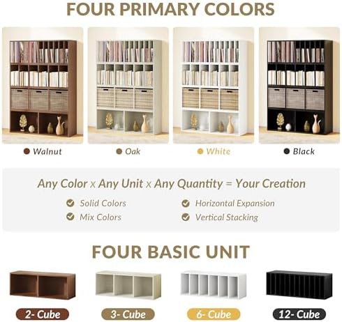 IOTXY DIY Modular Cubby Bookcase - Stackable 3-Cube Open Bookshelf, Oak - Image 6