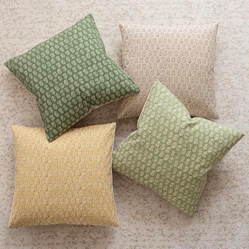 Foindtower Decorative Floral Print Throw Pillow Covers 20×20 Lime Green - Image 5