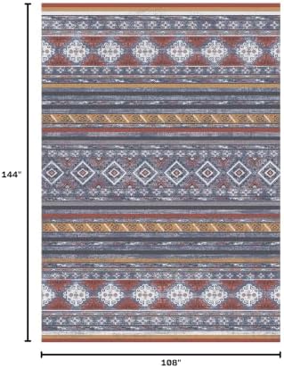 RUGSURE Washable Area Rugs 9' x 12' - 1/6 Thick - Moroccan-Inspired -Stain & Water Resistant Non-Slip - Resistant Rug for Living Room, Bedroom, Nursery, Pet & Child Friendly (Blue and Red) - Image 2
