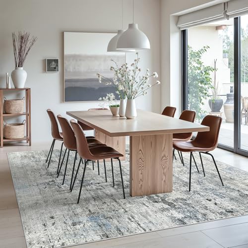 Soalmost Abstract Rug 8x10 Large Living Room Area Rugs Washable Gray/Blue - Image 3