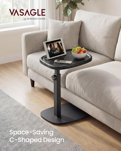 VASAGLE C Side Table Adjustable Height, Couch Sofa End Table, TV Tray - Image 3