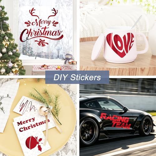 WESTICK Glossy Red Chrome Vinyl Roll Peel and Stick Metallic Permanent Vinyl for Christmas Decorations Self Adhesive Easy to Cut Red Mirror Wall Sticker for Cricut DIY Crafts Signs 15.8" x 80" - Image 3