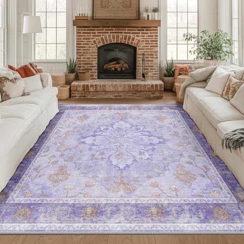 RELEANY Washable Area Rug, Square 8'x8', Purple by RELEANY