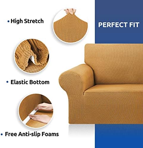 KEKUOU Stretch Oversized Couch Covers for Sofa Slipcover,Golden - Image 5