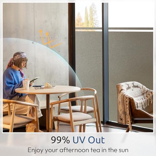 rabbitgoo Static Cling Privacy Film for Glass Windows, Taupe 35.4" x 78.7" - Image 5