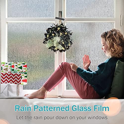 VELIMAX Rain Glass Window Film Privacy Static Window Clings Decorative Glass Sticker for Home Office Removable UV Protection Heat Control 17.7 x 118 inches - Image 2