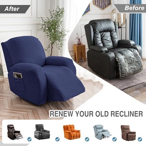 Genina Waterproof Recliner Chair Cover,XL-1 Seat Couch Cover,Navy Blue - Image 6