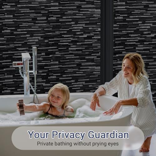 Haton Window Privacy Film, Black Stripe Non-Adhesive, 35.4" x 78.7" - Image 2