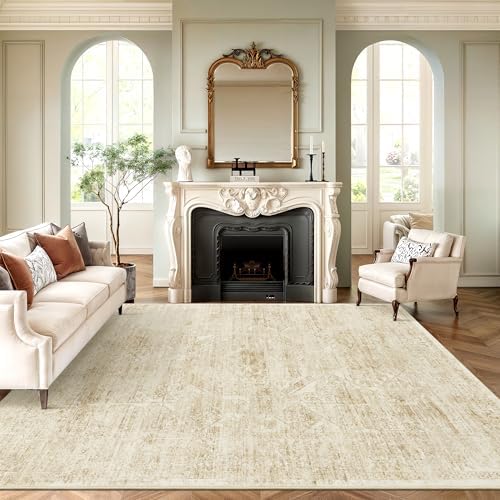 Soalmost 6x9 Area Rug for Living Room Washable Non-Slip Rugs Beige/Ivory by Soalmost