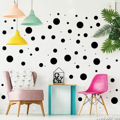 220 PCS Modern Minimal Black Peel & Stick Vinyl Polka Dot Wall Decal Set | 10 sheets circle wall stickers, 8 sizes (6–0.8 in), wall decor for kids room, nursery, classroom, playroom & diy spaces - Image 5