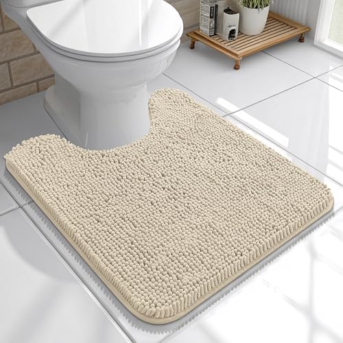 OLANLY Toilet Rugs U-Shaped 20x20, Soft Absorbent Chenille Contour Rugs by OLANLY