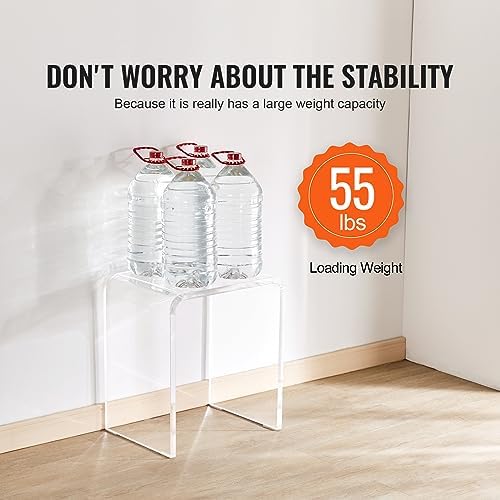 VEVOR Acrylic Side Table, Clear End Table, 18mm Thicker, One-Piece No Assembly Required, 18" High Modern Nightstand Used in Living Room & Bedroom, Bathroom, Home Decor, for Drink, Coffee, Food, Snack - Image 5