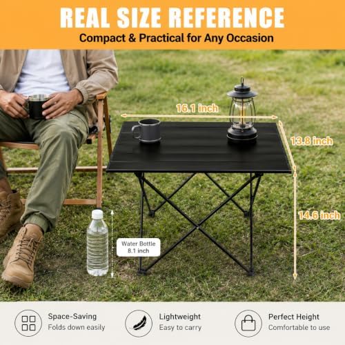 Folding Camping Table – Ultralight Aluminum Portable Table for Camping, Hiking, Backpacking, Picnic, Beach, BBQ – Compact Lightweight Collapsible Travel Side Table for Outdoor, RV, (1) - Image 2