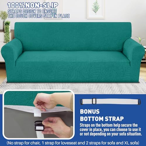 YEMYHOM Couch Cover Latest Jacquard Design High Stretch Sofa Chair Covers for Living Room, Pet Proof Armchair Slipcover Non Slip Elastic Furniture Protector (Small, Begonia Leaf Blackish Green) - Image 5
