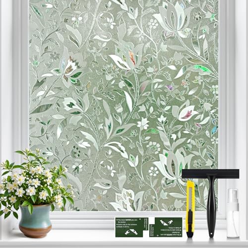 GTJ Rainbow Tulip Window Privacy Film, Static Cling, 47.2 x 157.5 in by GTJ