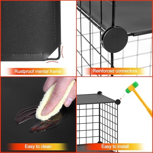 HUBSON Wire Cube Storage Organizer, Book/Toy/Craft/Potted Plants and petCloset Organizers and Storage Shelves, 12-Cube Freely Combinable Metal Grids Storage Shelf,Black Plus Iron - Image 5