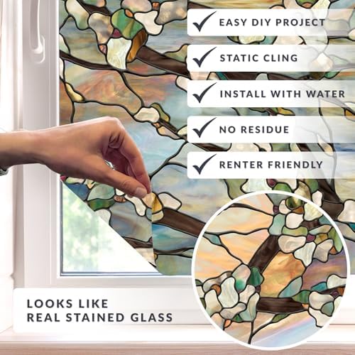 Sunset Window Privacy Film by Artscape - Decorative Stained Glass Design, Static Cling, Blocks Views, Not Light, UV Protection, Durable in Heat, Cold, and Humidity, Made in USA - 24 x 36 Inch - Image 2