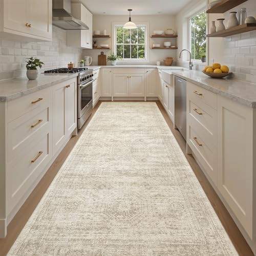 Soalmost Washable 4x12 Hallway Runner Rug Non-Slip Kitchen Entry Rugs Beige - Image 3