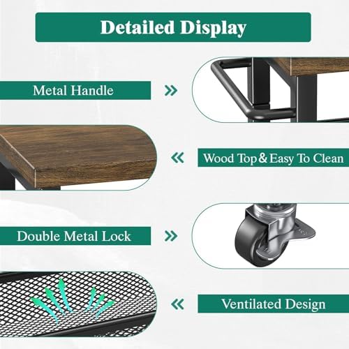 Giwil Slim Rolling Storage Cart 4 Tier Bathroom Organizer Mobile Shelving Unit Utility Cart with Wood Top and Handle for Kitchen Laundry Narrow Places, Black - Image 5
