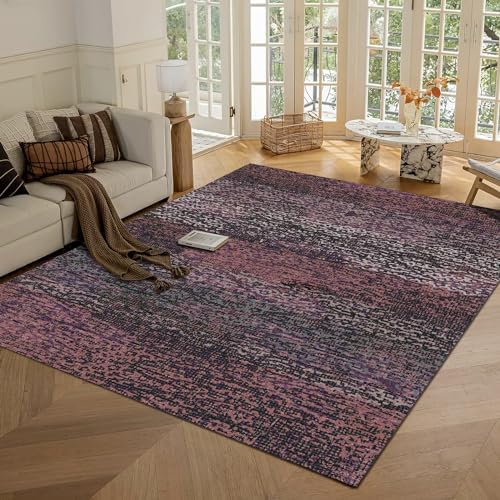 RUGSURE Washable Area Rug - 1/6 Thick - Stain & Water Resistant Non-Slip - Resistant Rug for Living Room, Bedroom, Nursery, Pet & Child Friendly, Vintage Charm Area Rugs (Burgundy, 8' x 10') by RUGSURE