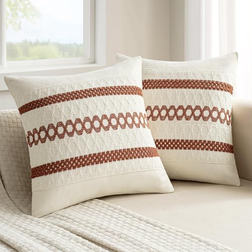 MIULEE Set of 2 Fall Rust Decorative Pillow Covers 18x18 by MIULEE
