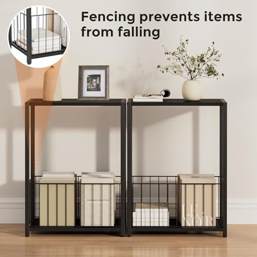 Homleke Side Table with Magazine Holder, Record Player Stand with LP Shelf - Image 5