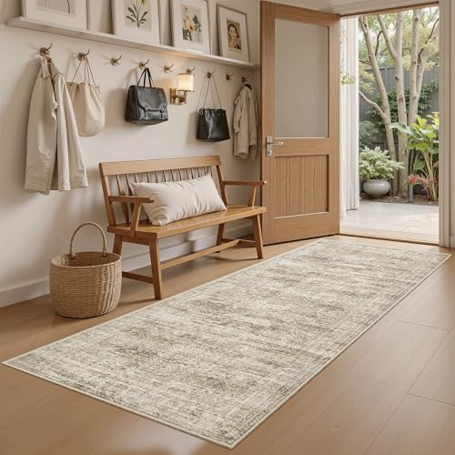 Soalmost Runner Rug 2x5 Washable Non-Slip Kitchen Entry Runners Brown - Image 3