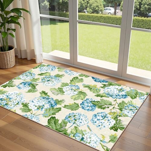 3x5 Floral Entry Rug - Washable Indoor Outdoor Mats for Front Door by Othilic