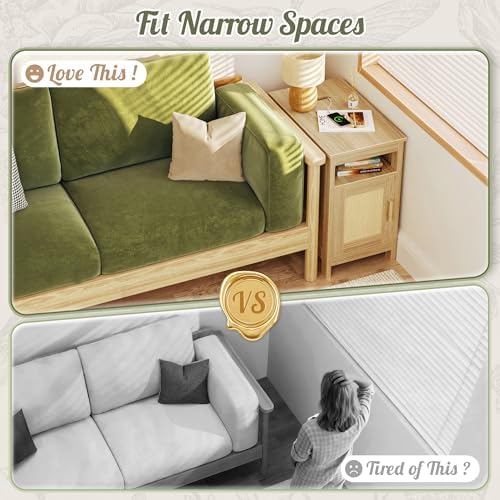 Huuger Narrow Night Stand, End Table with Charging Station, USB-C Port - Image 3