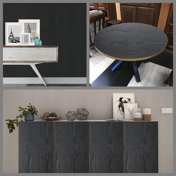Arthome Peel and Stick Wallpaper - Black Wood Contact - Black Wallpaper - Self-Adhesive & Removable Wall Paper for Countertop Furniture Kitchen, Countertop Contact Paper, Easy to Clean, (17"x240") - Image 5