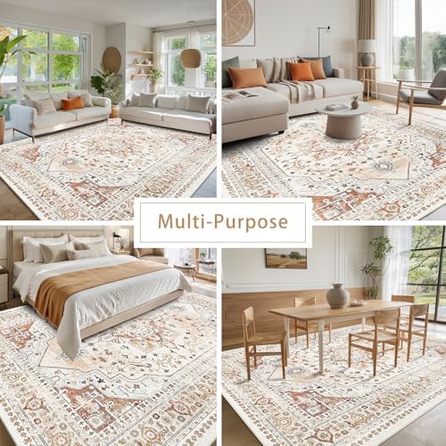 Orange Red 8x10 Washable Area Rugs for Living Room,Bedroom,Dining Room - Image 5