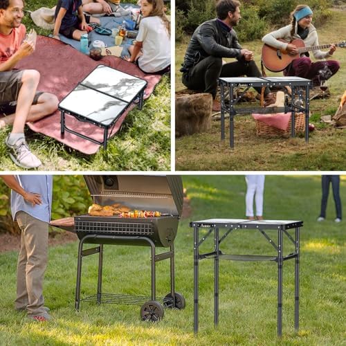 Anbte Folding Camping Table with Storage Net, 3 Adjustable Height Max 28" - Image 4