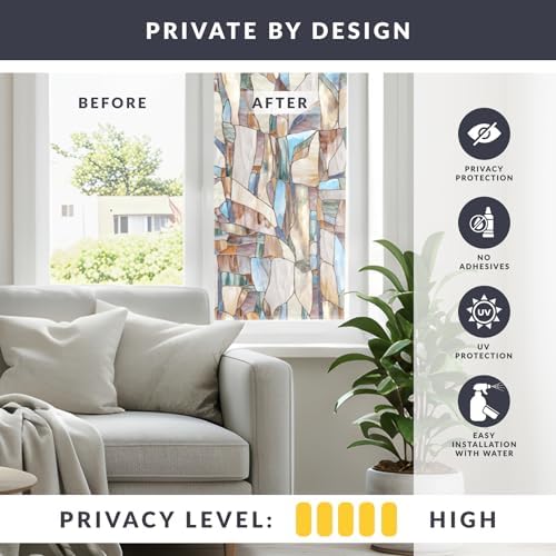 Mesa Window Privacy Film by Artscape - Decorative Stained Glass Design, Static Cling, Blocks Direct Views, UV Protection, Easy to Apply and Removable, Made in USA - 24 x 36 Inch - Image 3
