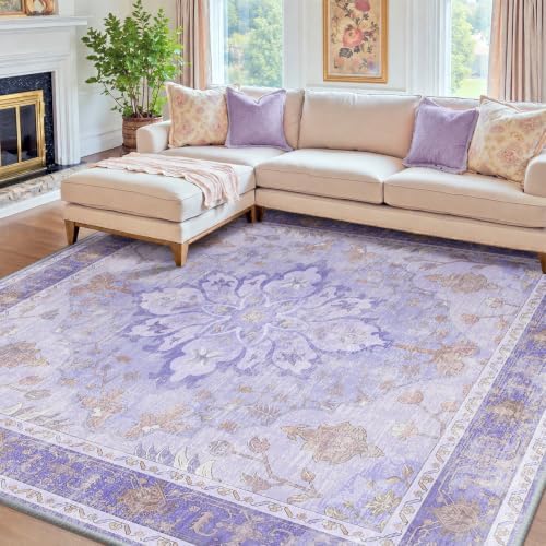 RELEANY Washable Area Rug, Square 10'x10', Purple by RELEANY