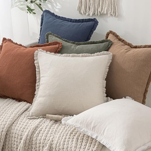 MIULEE Linen Decorative Euro Throw Pillow Covers Light Olive Green 26x26 - Image 6