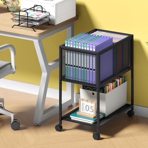 Sbanmao Rolling File Cart, Mobile File Cabinet with Wheels Hanging Files, Metal Hanging File Folder Cart File Organizer Fit Letter Size for Home Office, Black (Patent Pending) - Image 2